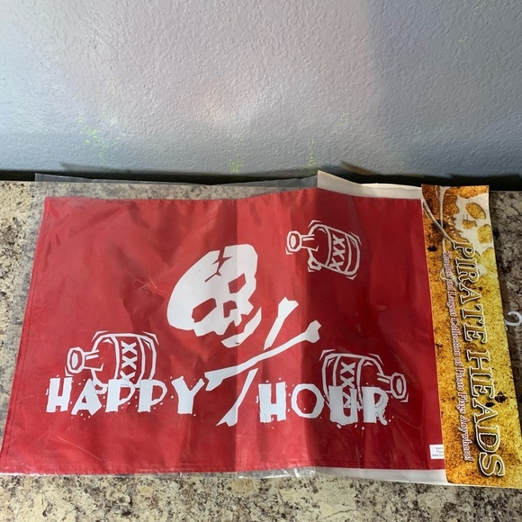Flappin Flags: Happy Hour 2 sided Red/White Skull Water Resistant Flag - Picture 4 of 7